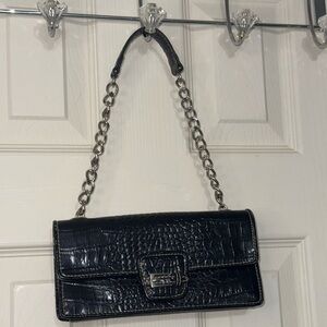 Liz Claiborne Vintage Black and Silver Chain Mini Purse